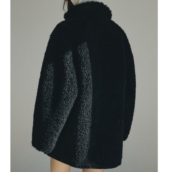Black Teddy Fleece Jacket/Coat - Picture 2 of 3